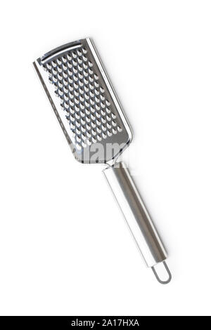 Mano Grattuggia formaggio isolato su sfondo bianco. Foto Stock