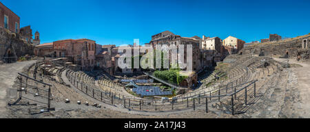 Teatro romano di Catania in Sicilia, Italia Foto Stock