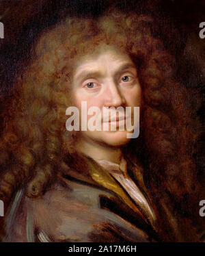 Molière, Jean-Baptiste Poquelin (1622 - 1673), noto per la sua fase di nome Molière, drammaturgo francese, attore e poeta, ampiamente considerato come uno dei più grandi scrittori di lingua francese e letteratura universale. Molière ritratto da Pierre Mignard Foto Stock
