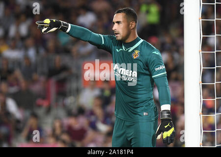 Barcellona, Spagna. 24Sep, 2019. Barcellona, 24-09-2019. LaLiga 2019/ 2020, la data 6. Barcellona - Villarreal. Sergio Asenjo del Villarreal Credito: Pro scatti/Alamy Live News Foto Stock