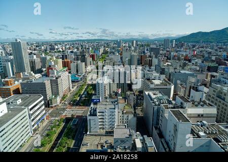 Vista della città dalla torre della televisione, Sapporo, Hokkaido, Giappone Foto Stock