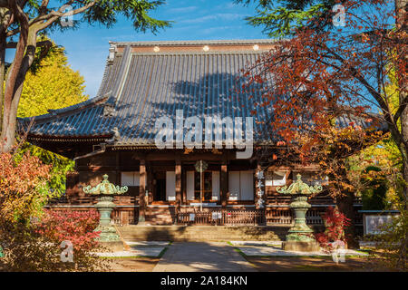 Kaneji antico tempio buddista vicino a Ueno a Tokyo con colori autunnali Foto Stock