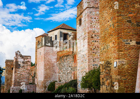 Malaga, Spagna Alcazaba fortezza parete. Foto Stock