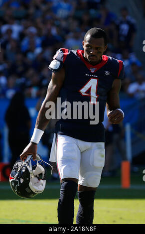 Settembre 22, 2019 Houston Texans quarterback Deshaun Watson (4) in azione durante il gioco di NFL tra il Los Angeles Chargers e Houston Texans alla dignità Salute Sport Park di Carson, California. Charles Baus/CSM. Foto Stock