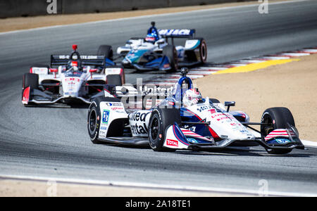 Monterey, CA, Stati Uniti d'America. Il 22 settembre, 2019. A. Rahal Letterman Lanigan Racing driver Graham Rahal (15) porta un pacco di racers fuori del turno 5 durante la Firestone Grand Prix di Monterey campionato IndyCar a Weathertech Raceway Laguna Seca Monterey, CA Thurman James/CSM/Alamy Live News Foto Stock