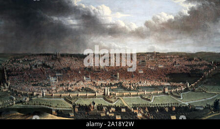 Jean Baptiste Bonnecroy vista di Bruxelles Jan Battista Bonnecroy (1618-1676) pittore fiammingo.noto per grandi vedute panoramiche della città e vernici marine Foto Stock