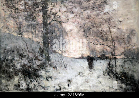 Serata di neve 1883 da Guillaume Vogels.Guillaume Vogels (1836-1896), il belga pittore impressionista Foto Stock