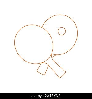 Illustrazione Vettoriale con attrezzature sportive per il tennis da tavolo. Due attraversato ping pong racchette e pallina. Ping Pong Icona linea. Ping pong club. Sport. Hea Illustrazione Vettoriale