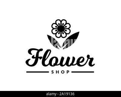 Negozio di fiori logo. Vettore simbolo floreale isolato su uno sfondo bianco. Illustrazione Vettoriale