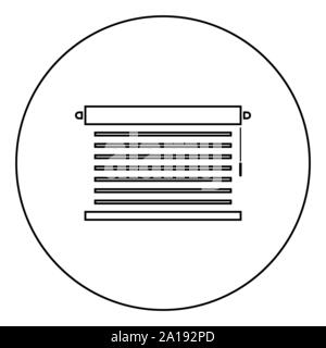 Persiana finestra di metallo persiana per office icona bocchette in cerchio intorno profilo colore nero illustrazione vettoriale stile piatto semplice immagine Illustrazione Vettoriale