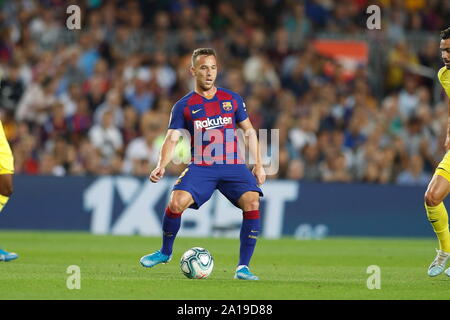 Barcellona, Spagna. 24Sep, 2019. Arthur (Barcellona) Calcio/Calcetto : spagnolo "La Liga Santander' match tra FC Barcelona 2-1 Villarreal CF al Camp Nou a Barcellona Spagna . Credito: Mutsu Kawamori/AFLO/Alamy Live News Foto Stock