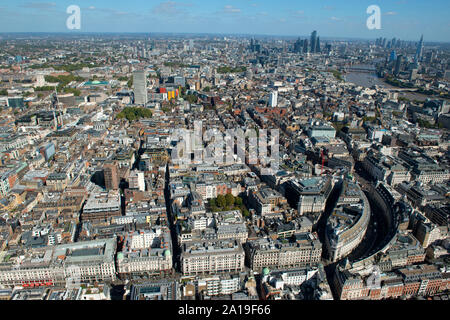 Una veduta aerea di Oxford Street e Regent Street a Londra. Foto Stock