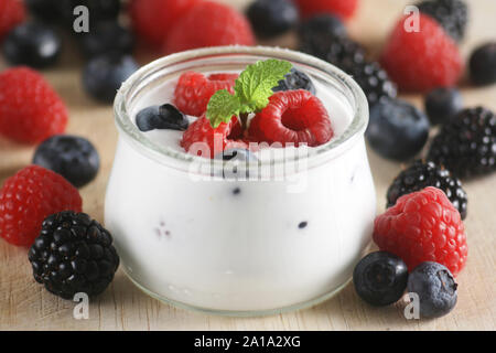 Yogurt con frutti di bosco Foto Stock