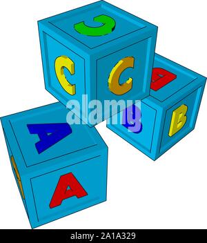 Cubi giocattoli, illustrazione, vettore su sfondo bianco. Illustrazione Vettoriale