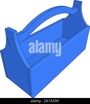 Blue tool box, illustrazione vettore su sfondo bianco. Illustrazione Vettoriale