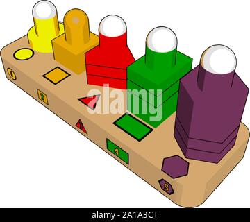 Varie forme di giocattoli, illustrazione, vettore su sfondo bianco. Illustrazione Vettoriale