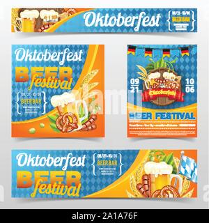 Festival della birra Oktoberfest Banner Poster Illustrazione Vettoriale