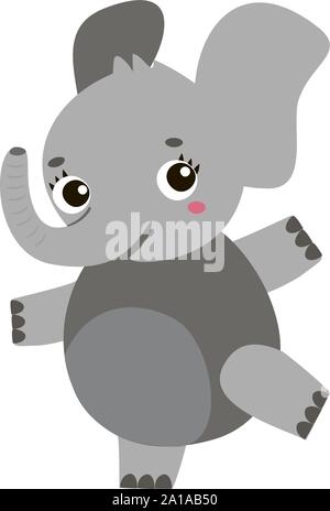 Dancing elefante, illustrazione, vettore su sfondo bianco. Illustrazione Vettoriale