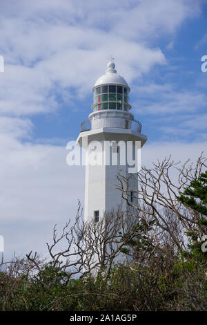 Shirahama, Minamiboso, Chiba, Giappone, 09/21/2019 , il Nojimasaki faro, situato nella più parte meridionale della prefettura di Chiba. È il seco Foto Stock