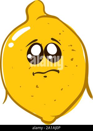Triste limone, illustrazione, vettore su sfondo bianco. Illustrazione Vettoriale