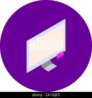 Monitor con adesivo, illustrazione, vettore su sfondo bianco. Illustrazione Vettoriale