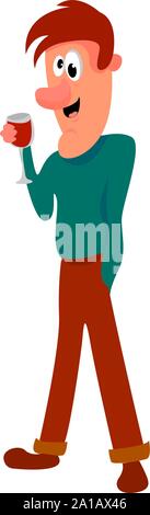 Uomo ubriaco, illustrazione vettore su sfondo bianco. Illustrazione Vettoriale