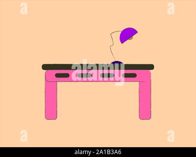 Lampada sulla scrivania, illustrazione, vettore su sfondo bianco. Illustrazione Vettoriale