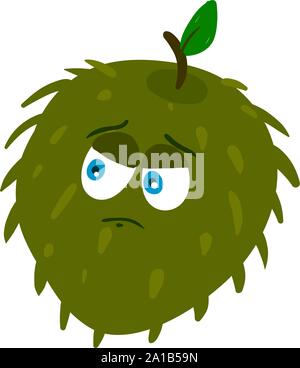 Triste soursop, illustrazione vettore su sfondo bianco. Illustrazione Vettoriale