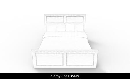 3D rendering di un letto isolato in bianco di sfondo per studio Foto Stock