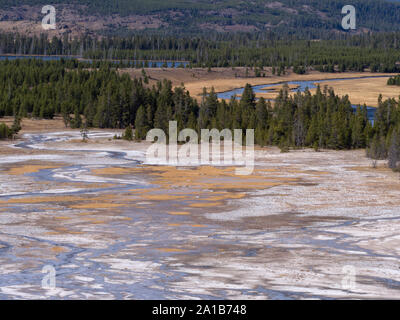 Area geotermica, Midway Geyser Basin, il Parco Nazionale di Yellowstone, Wyoming USA Foto Stock