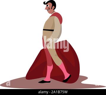 Matador uomo, illustrazione, vettore su sfondo bianco. Illustrazione Vettoriale