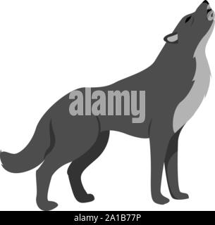 Black Wolf, illustrazione vettore su sfondo bianco. Illustrazione Vettoriale