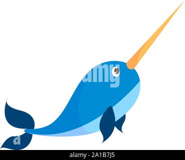 Narwhal, illustrazione vettore su sfondo bianco. Illustrazione Vettoriale