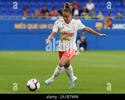 Barcellona, Spagna. Xxv Sep, 2019. Lisa Boattin della Juventus durante la partita FC Barcellona v Juventus FC, della UEFA Womens Champions League stagione 2019/2020, round di 32. Johan Cruyff Stadium. Barcelona, Spagna, 25 set 2019. Credito: PRESSINPHOTO/Alamy Live News Foto Stock