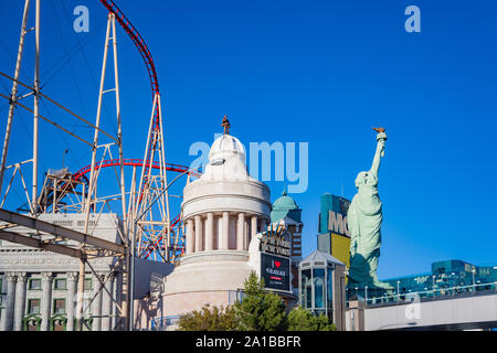 Las Vegas, SEP 21: vista esterna del New York New York Hotel & Casino il Sep 21, 2019 a Las Vegas, Nevada Foto Stock