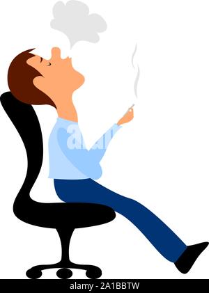 Uomo di fumare, illustrazione vettore su sfondo bianco. Illustrazione Vettoriale