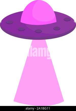 UFO rosa, illustrazione vettore su sfondo bianco. Illustrazione Vettoriale