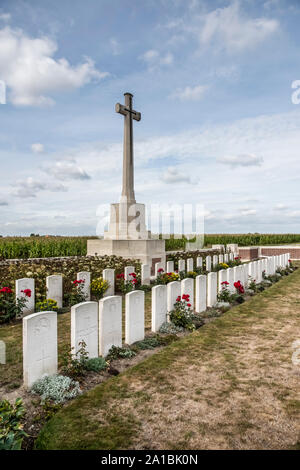 CWGC Canada Farm cimitero in Fiandra occidentale, sito di una casualty clearing station durante la terza battaglia di Ypres del 1917 Foto Stock