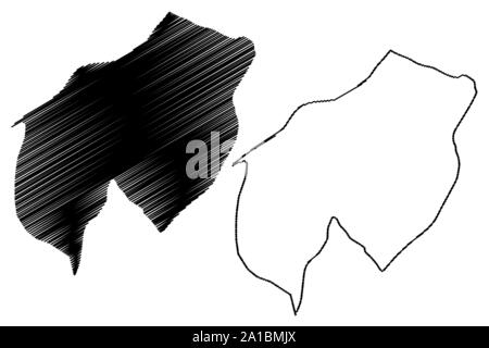 Distrito Capital reparto (dipartimenti del Paraguay Repubblica del Paraguay) mappa illustrazione vettoriale, scribble schizzo Asuncion città e mappa della zona Illustrazione Vettoriale