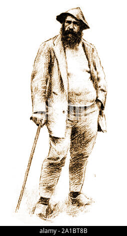 1890 - A piena lunghezza schizzo a matita e informale del ritratto di Claude Monet (Oscar-Claude Monet 1840-1926) - Francese pittore impressionista. Foto Stock