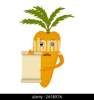 Cartoon carota isolato su uno sfondo bianco punti per un poster. Illustrazione Vettoriale Illustrazione Vettoriale