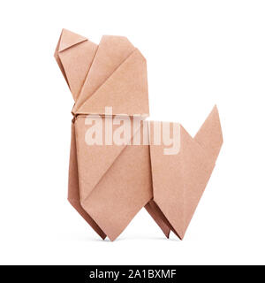 Origami cane su sfondo bianco Foto Stock