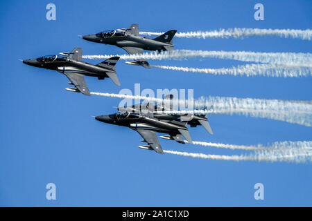 Finnish Air Force operati da British Aerospace Hawk Mk.51 jet, display team falchi di mezzanotte Foto Stock