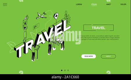 Il tempo di viaggio vettore colorati landing page template Illustrazione Vettoriale