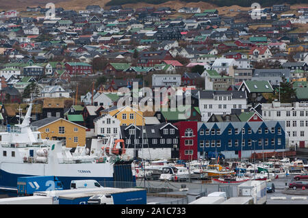 Torshavn Harbour su isole Faerøer Foto Stock