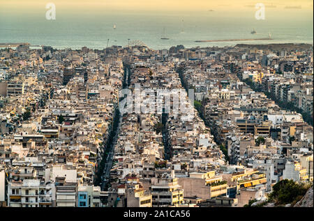 Vista di Atene da Filopappou Hill, Grecia Foto Stock