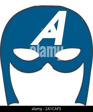 Capitan America maschera, illustrazione, vettore su sfondo bianco. Illustrazione Vettoriale