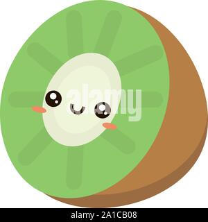 Mezza kiwi, illustrazione vettore su sfondo bianco. Illustrazione Vettoriale