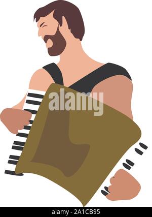 Il fisarmonicista, illustrazione vettore su sfondo bianco. Illustrazione Vettoriale