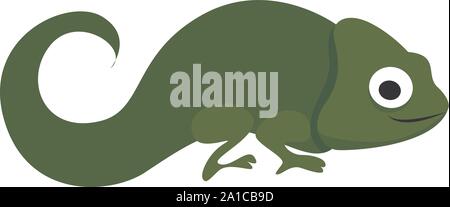 Verde CAMALEONTE, illustrazione, vettore su sfondo bianco. Illustrazione Vettoriale